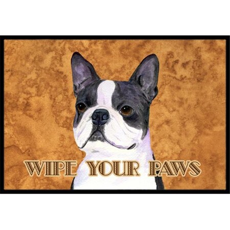 Carolines Treasures SS4884JMAT 24 X 36 In. Boston Terrier Wipe Your Paws Indoor Or Outdoor Mat SS4884JMAT